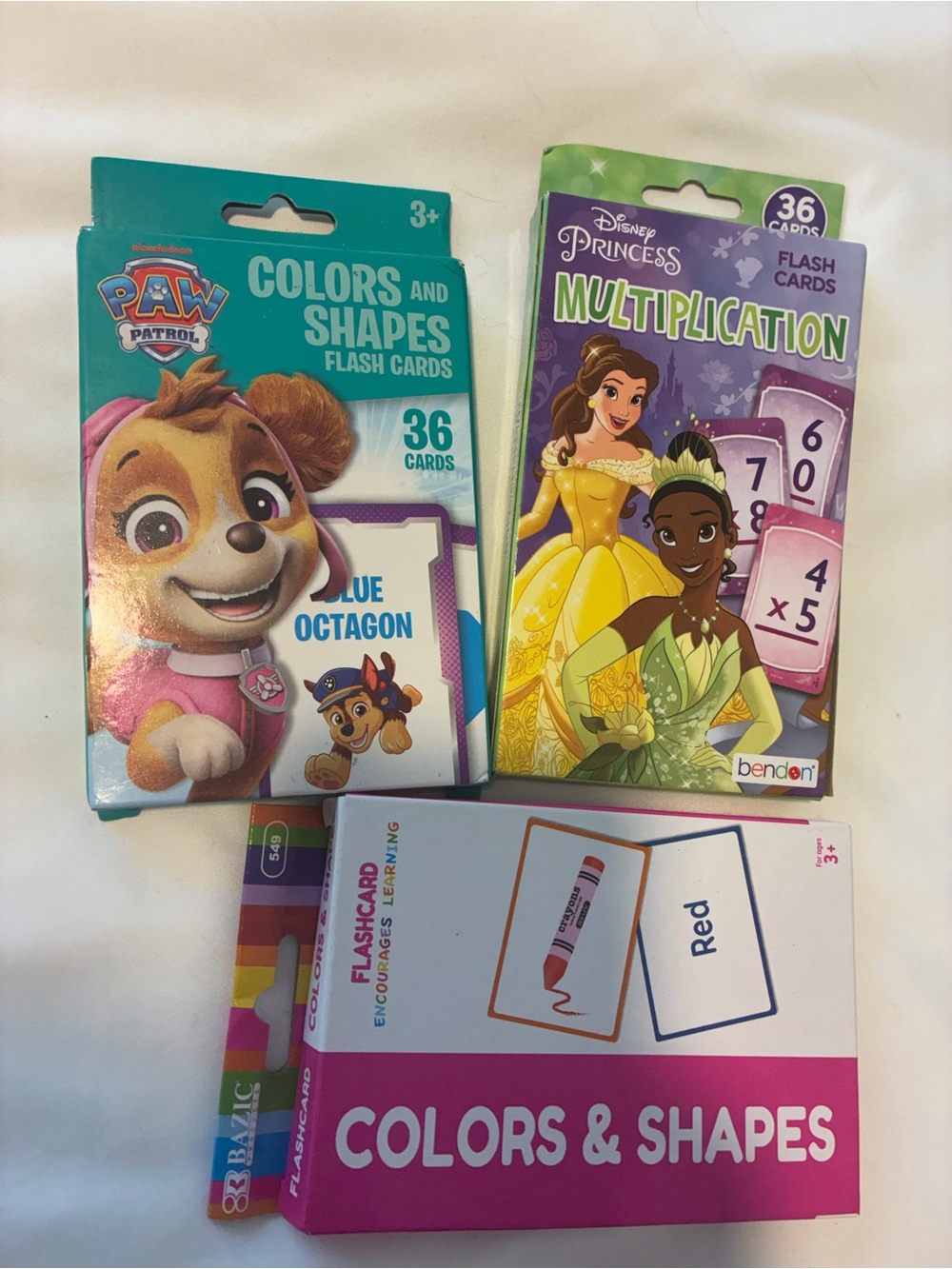 Disney Colors & Shapes Flash Cards - Paw Patrol and Disney Princess Learning